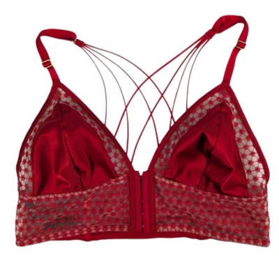 Victoria's Secret Bralette Women's Size XL Red Velour Soft Strappy Front Closure - Image 1 of 4