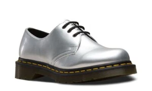 Dr. Martens 3 Loch 1461 Silver Vegan Metallic Chrome - Picture 1 of 20