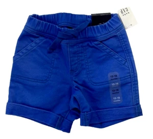 NWT Baby Gap Boys 12-18 Months Blue Stretch Pull-on Shorts with Drawstring - Picture 1 of 7