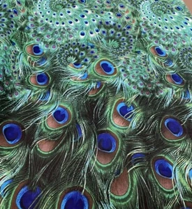 Peacock Printed Korean chiffon fabric by the yard - Picture 1 of 4
