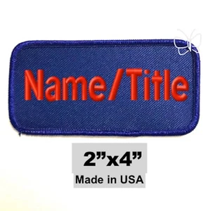 Individuell personalisiert bestickt Namensaufnäher Name/Titelschild 2"x4" royalblau - Bild 1 von 5