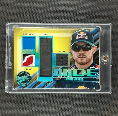 2010 Press Pass Brian Vickers Four Wide Memorabilia NASCAR Quad Patch /10 SSP!! - Image 1 of 2
