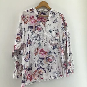 TU Womens White Multicolour Floral Botanical Long Sleeve Blouse Top Size 14 - Picture 1 of 7