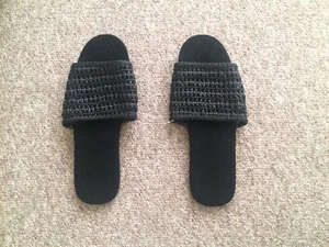 new urban outfitters black woven faux leather slides sandals uk 6 eu 39 £32.00 - Picture 1 of 3