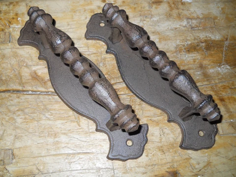 1 HUGE Cast Iron Antique Style FANCY Barn Handle, Gate Pull, Shed Door Handles Cover