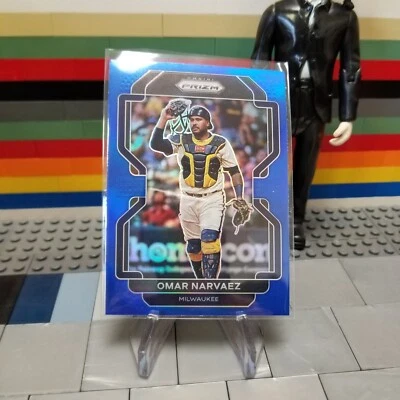 OMAR NARVAEZ 2022 PANINI PRIZM TIER II BLUE PRIZM MILWAUKEE BREWERS #217 - Image 1 of 2