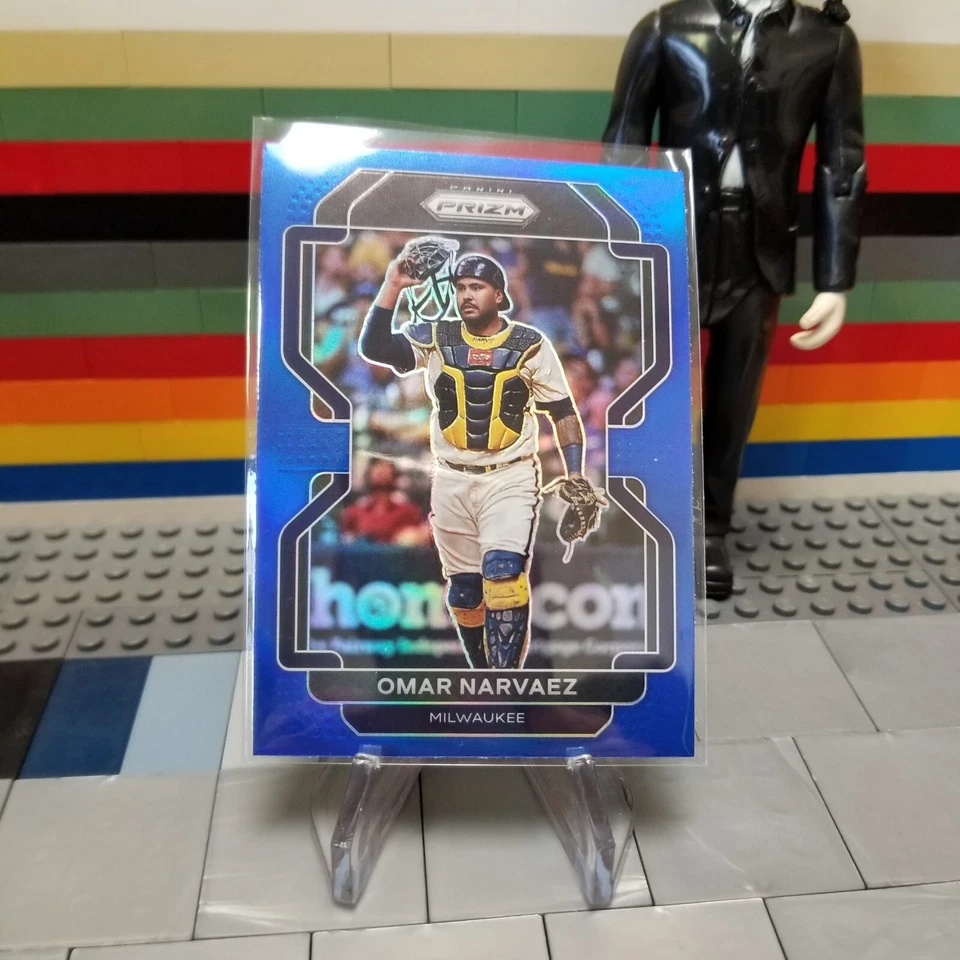 OMAR NARVAEZ 2022 PANINI PRIZM TIER II BLUE PRIZM MILWAUKEE BREWERS #217 - Image 1 of 2