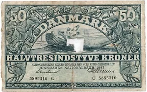 Denmark 50 Kroner 1942 Banknote Circulated - Picture 1 of 2