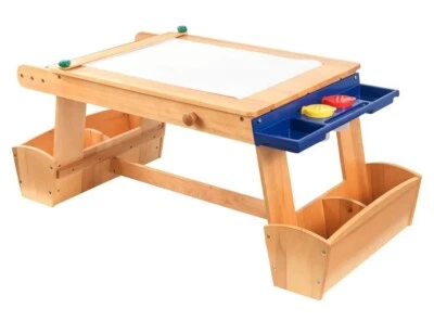 Mesa de arte de madera KidKraft con soporte de papel, estante de secado y contenedores de almacenamiento Foto 1 de 2
