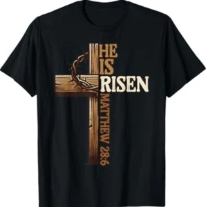 Easter Cross He Is Risen Jesus Christian Men Women Kid Youth T-Shirt - Picture 1 of 3