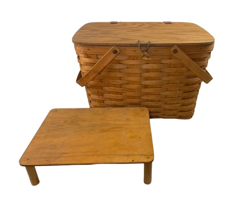 Vintage 1994 Longaberger X Large Picnic Basket with Riser HTF Cover