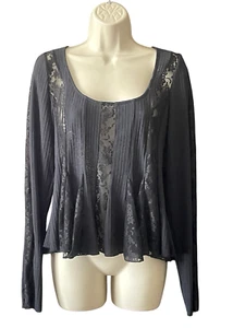 ANTHROPOLOGIE Top Manga Larga Encaje Peplum Para Mujer Talla L Negro Oscuro Hada Bruja - Imagen 1 de 10