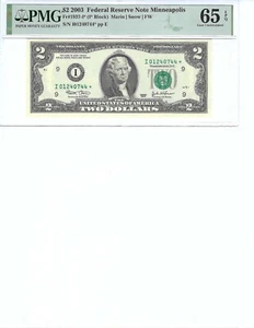 2003 $2 FRN FR1937-I* PMG 65 EPQ, Minneapolis * Note S/N I01240744*!!! - Picture 1 of 2