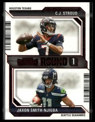 2023 Panini Contenders #4 C.J. Stroud / Jaxon Smith-Njigba Round Numbers Red - Image 1 of 2