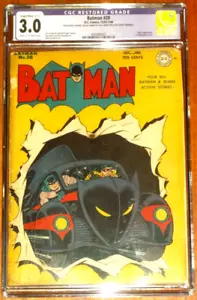 BATMAN # 20 FIRST BATMOBILE COVER CGC 3.0 RESTORED - Picture 1 of 3