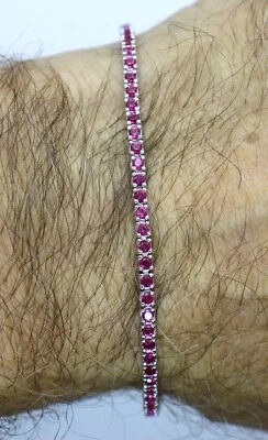 BRACCIALE TENNIS ARGENTO ZIRCONI RUBINO MM 2 UNISEX 4 griffe cm 16 18 20 EXPLOIT - Immagine 1 di 4