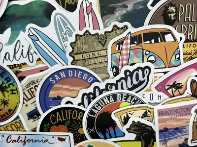 California Stickers ,USA CA ,Outdoor Travel Logo Stickers, Party Theme Decalx25 - Image 1 of 4