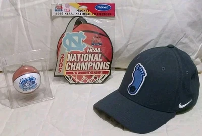 UNC North Carolina Tarheels Nike Hat, Leather Basketball, Nat'l Champ Magnet - Image 1 of 4