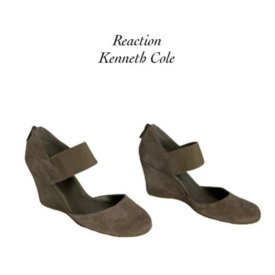 Sandalias de tacón Reaction Kenneth Cole Tell Me Not correa marrón punta redonda talla 7 1/2 Foto 1 de 4