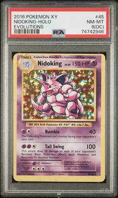 PSA 8(OC) 2016 Pokémon XY Nidoking - Holo Evolutions #45 NM-MT Rare LOW POP - Image 1 of 2