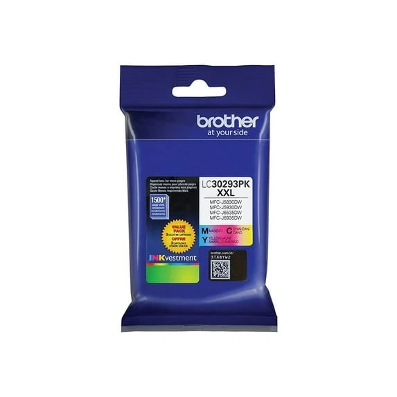 BROTHER ULTRA HIGH YIELD CYAN/MAGENTA/YELLOW INK CARTRIDGE 3-PACK LC30293PK - Image 1 of 1
