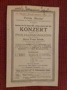 Franz SCHALK Beethoven 9th Vienna Philharmonic Concert Program 22.1.1905 - Bild 1 von 2