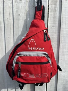 Mochila Bolso Bandolera Cabeza De Colección Un Hombro Cremallera Roja Caminar Senderismo Aire Libre Y2K - Imagen 1 de 7