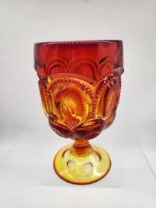 Vintage LE Smith Mond und Sterne Amberina Glas Stiel Wasser Wein Kelch 6" T12 - Bild 1 von 4