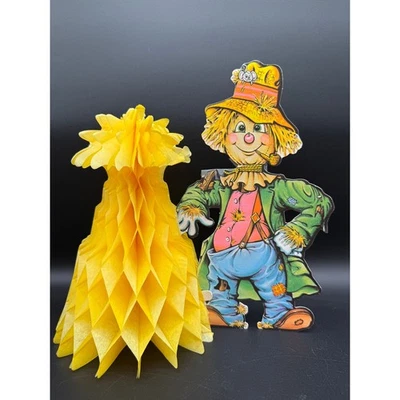 Vintage 1979 Beistle Honeycomb Scarecrow Decoration Fall Harvest Retro Fall Deco - Image 1 of 4