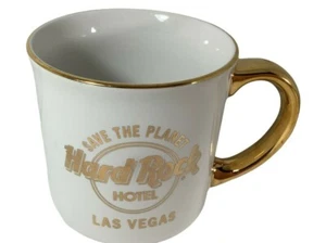 Hard Rock Hotel Las Vegas Mug Save The Planet White With Gold Trim Made In Korea - Picture 1 of 4