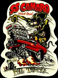 HOT ROD STICKER”SS CHEVY CAMARO🔥RAT FINK FULL,THROTTLE”2 3/4 X 3 3/4”UV GLOSS!! - Picture 1 of 3