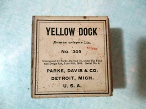 ANTIQUE 1900'S PARKE, DAVIS & CO.~YELLOW DOCK~DETROIT MICH USA~UNUSED - Picture 1 of 6