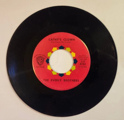 The Everly Brothers Cathy's Clown 7" Vinyl Record 1960 Warner Bros 5151 DUSTIES - Image 1 of 2