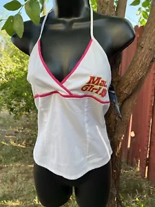 Vintage Y2K Maui Girl Halter Top Surf Coconut Girl 90s Skate Hibiscus Hawaiian - Picture 1 of 18