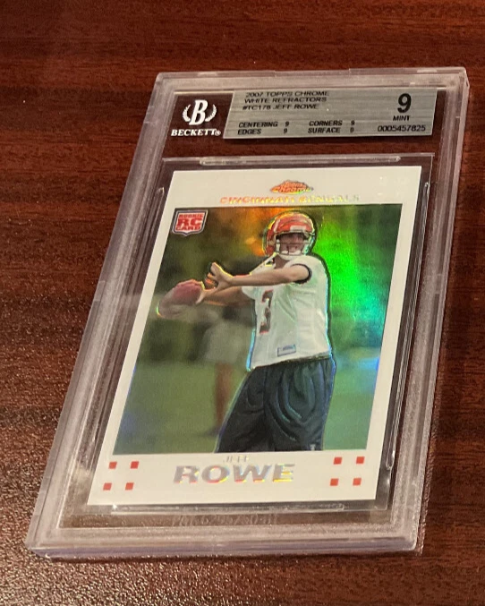 2007 JEFF ROWE #TC178 Topps Chrome WHITE REFRACTOR #333/869 ROOKIE BGS 9 - Image 1 of 1