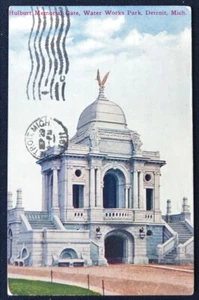 Hulbert Memorial Gate Wasserwerk Park Detroit Michigan Mi Postkarte PC 1911 - Bild 1 von 1