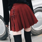 Lace Up Front Fashion High Waist Pleated Skirt Wind Kawaii Female Mini Skirts