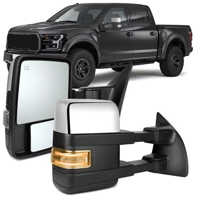 Chrome For 2004-14 Ford F150 Power+Heated Auxiliary Clearance Signal Tow Mirrors Foto 1 de 4