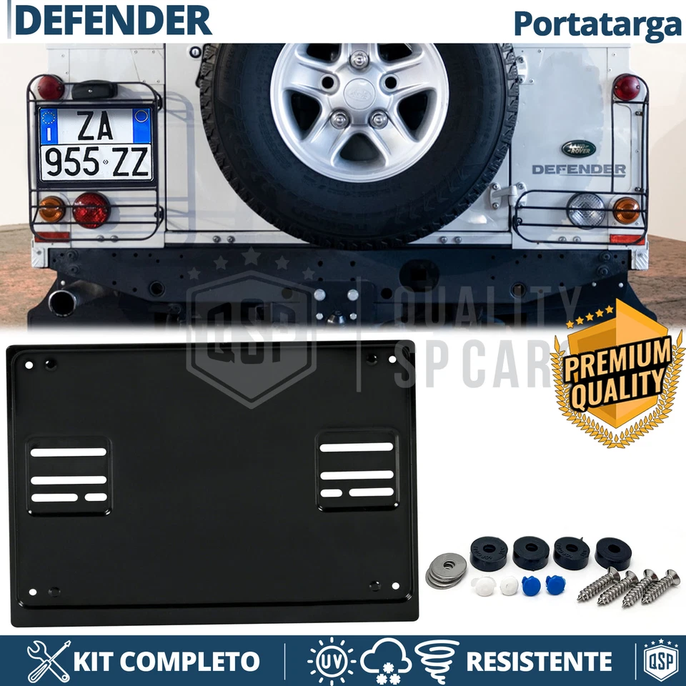 Portatarga POSTERIORE per Land Rover Defender Quadrato Kit COMPLETO in ACCIAIO - Immagine 1 di 4