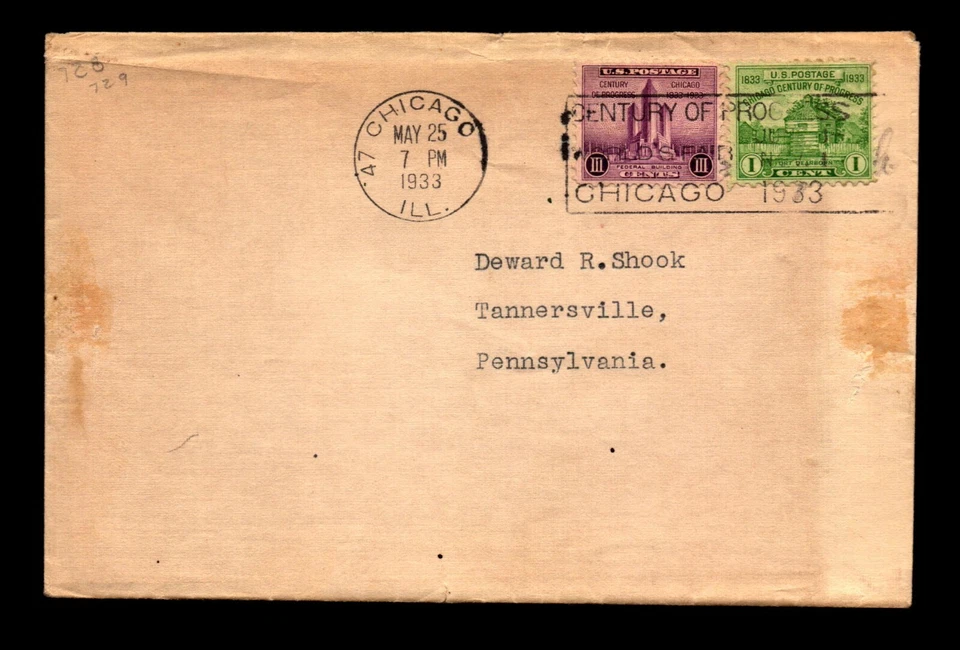 SC# 728 & 729 FDC / No Cachet / Minor Staining - N437 - Image 1 of 2