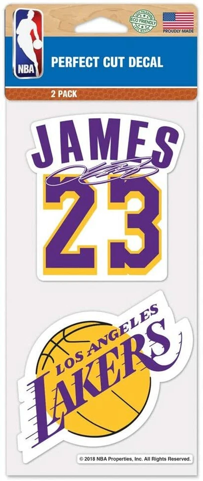 NBA Los Angeles Lakers Wincraft 2 Lebron James #23 calcomanías en hoja de 4" X 8" NUEVO Foto 1 de 1