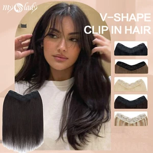 One Piece 100% Remy Clip In Real Human Hair Extensions 3/4Full Head Brown U Part - Picture 1 of 88