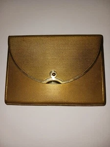 Vintage Coty Metall kompakt Schminkkoffer Spiegel Handtasche goldfarben - Made in USA - Bild 1 von 4