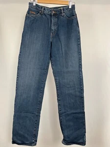 Eddie Bauer Jeans Women's Sz 6 Tall Blue Denim Cotton Plaid Lined Straight Fit - Picture 1 of 13