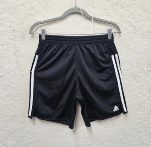 Adidas Boys Short Extra Large Black Striped 100% Polyester Elastic Waist Sweat - Picture 1 of 18