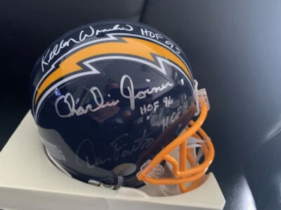DAN FOUTS+KELLEN WINSLOW+JOINER HAND SIGNED CHARGERS MINI HELMET      JSA+MY COA - Image 1 of 4
