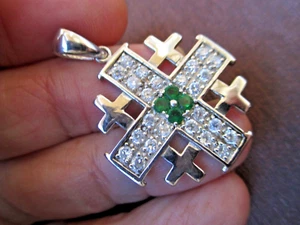 Grand pendentif croix de Jérusalem croisés en argent massif de Jérusalem B - Picture 1 of 10