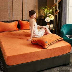 Mattress Cover Fitted Sheet With Elastic Velvet Bed Sheet Cover SingleDouble Bed - Picture 1 of 20