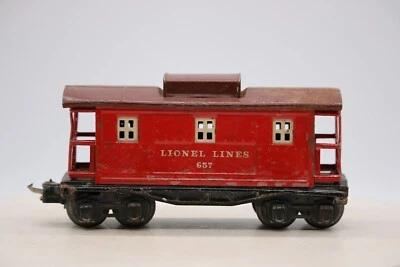 Vintage Classic Lionel Prewar O Gauge Number 657 Little Red Caboose 1930s Metal - Image 1 of 4