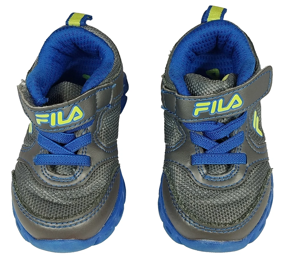 Fila Toddler Shoes Boys Size 7 Gray Blue Athletic Sneaker Adjustable Strap - Image 1 of 4